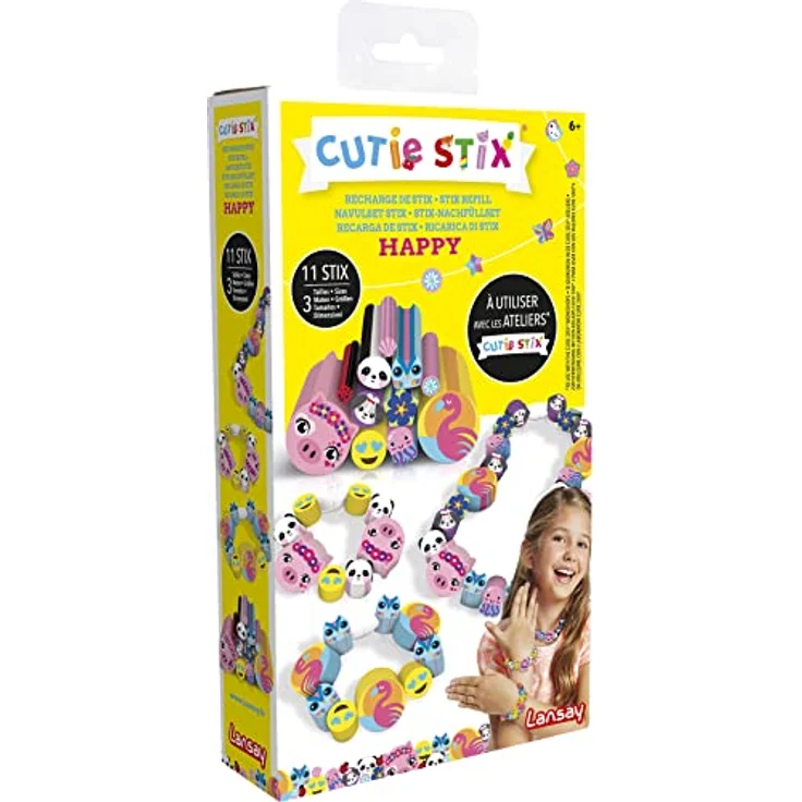 Cutie Stix - Nachfüllset Happy - Kinder-Bastelset für Schmuck - Ab 6 Jahren - Lansay – Bild 1