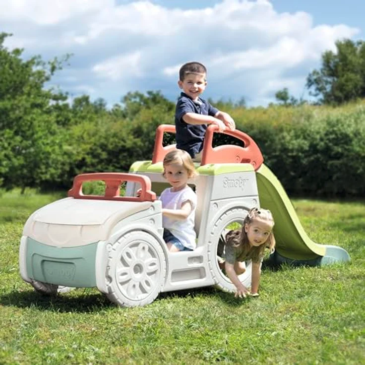 Smoby Life Adventure Car, Spielauto mit Lenkrad, Rutsche und Sandkasten aus 78% Recyclingmaterial, ab 18 Monate – Bild 2