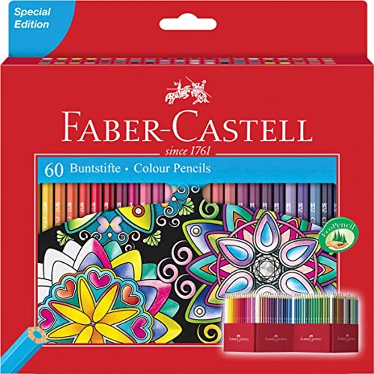 Faber-Castell 111260 - Buntstifte Set Castle, 60-teilig, hexagonal, bruchsicher, für Kinder und Erwachsene – Bild 1