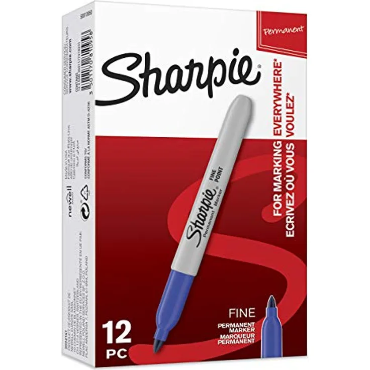 Sharpie Permanent Marker | Marker Stifte mit feiner Spitze | Blau | 12 Stück Market Set