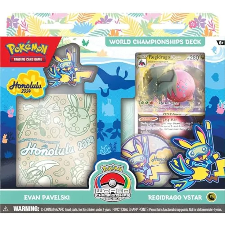 The Pokemon Company Pokémon 2024: Evan Pavelski Regidrago VSTAR, 60-Karten Weltmeisterschaftsdeck mit Broschüre, Pin, Münze und Spielmatte