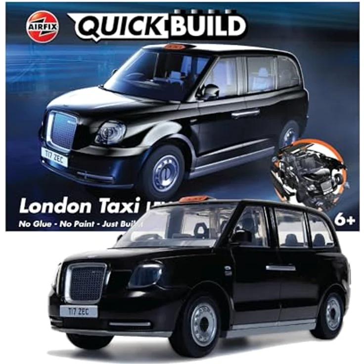 Airfix QUICKBUILD Londoner Taxi Modellbausatz, 45 Teile, offiziell lizenziert von London EV Company Limited, schwarz – Bild 1