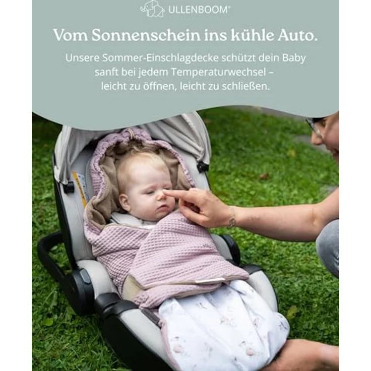 ULLENBOOM Sommer-Einschlagdecke für die Babyschale, atmungsaktiv, 0,5 TOG, für 0-9 Monate, OEKO-TEX zertifiziert – Bild 3