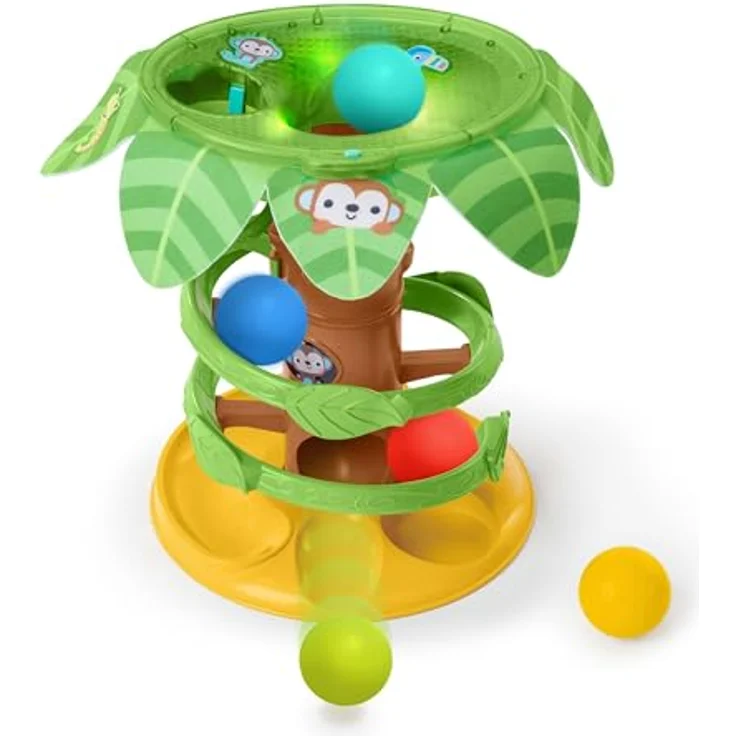 Bright Starts Tropical Twirl™ Ball Play Toy, 2-in-1 Spielturm mit 50+ Melodien und Lichtern, geeignet für Babys ab 6 Monaten – Bild 1
