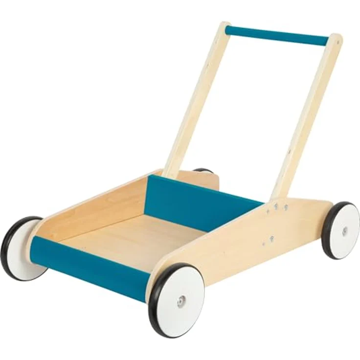 Small Foot Lauflernwagen Petrolblau, robuster Schiebewagen aus Holz mit großer Ladefläche ab 12 Monaten – Bild 5
