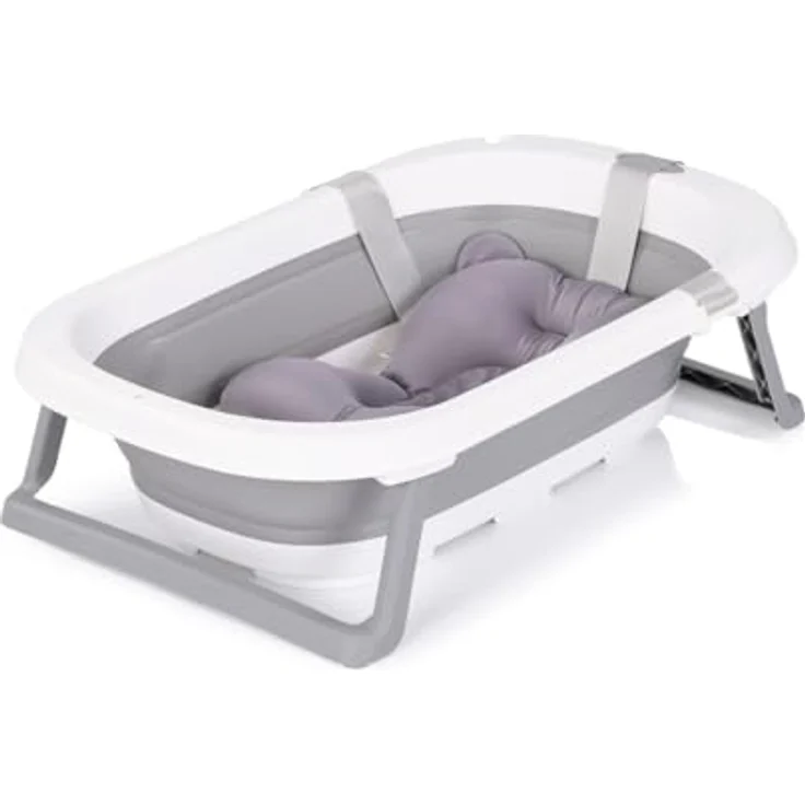 Chipolino Babywanne Isla, faltbar mit Badekissen und integriertem Wasserablauf, Farbe: grau – Bild 2