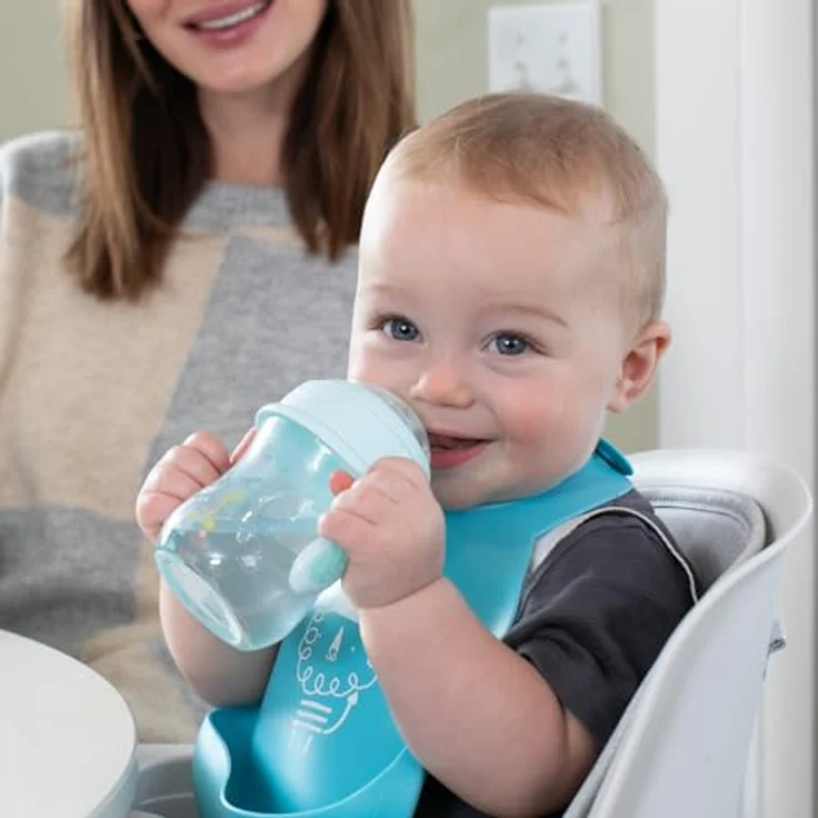 Chicco Transition Trinklernbecher, auslaufsicherer 200ml Becher mit ergonomischer Silikontülle, doppeltem Anti-Kolik-Ventil, BPA-frei, 4+ M, Hellblau – Bild 2