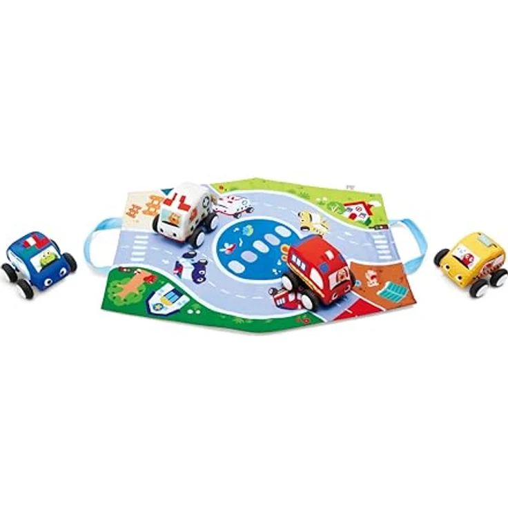 Hape Pull-Back Plush Car Set, weiche Spielzeugautos mit Rückziehmotor, bunt – Bild 4