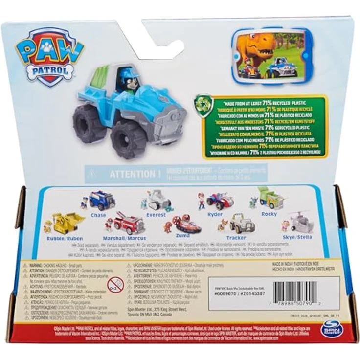 Spin Master Paw Patrol Sust. Basic Vehicle Rex, Spielzeug-Auto aus recyceltem Material mit Rex-Figur, ca. 7 cm – Bild 6
