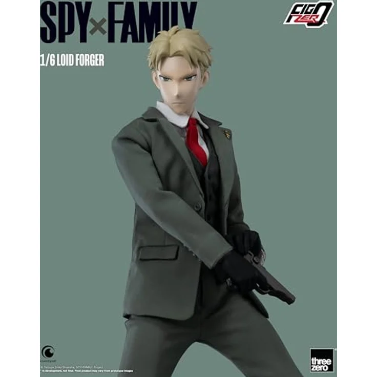 threezero Spy x Family FigZero Loid Forger Actionfigur, 1:6 Maßstab mit 32 Gelenkpunkten und maßgeschneidertem Outfit, Zubehör inklusive Pistole und austauschbaren Frontplatten – Bild 5