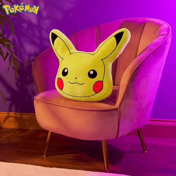 Pokémon Pikachu Plüsch Kissen, Weiches 3D Dekokissen für Kinder mit Füllung, 45 x 45 x 8,5 cm – Bild 2