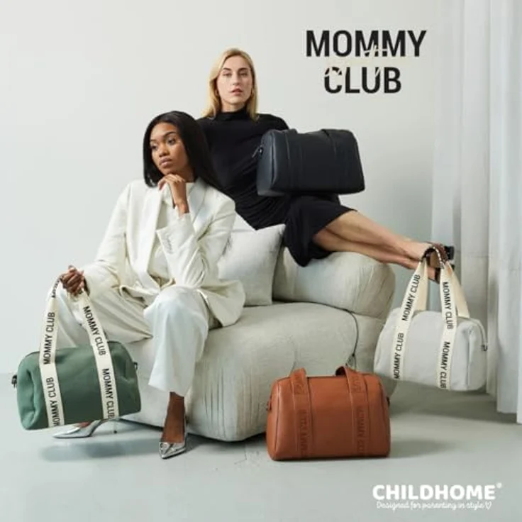 Childhome Baby Wickeltasche Mommy Bag inklusive Wickelunterlage und Kinderwagenbefestigung, 22L, Baumwolle, Ecru – Bild 2