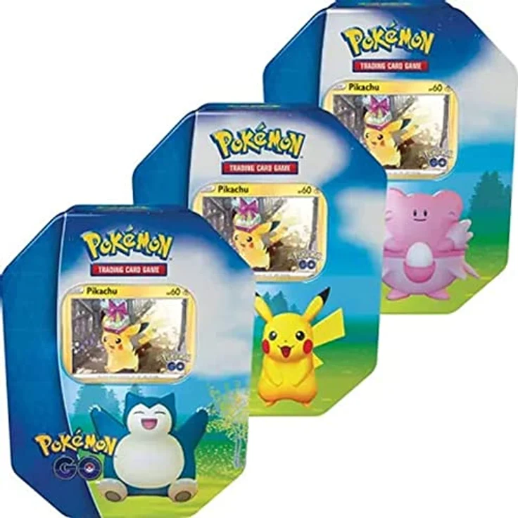 Pokémon TCG GO V Gift Tin (8660885) - Sammelkarten, 4 Go Boosterpacks, Folienkarte mit Blissey, Stickerbogen – Bild 2