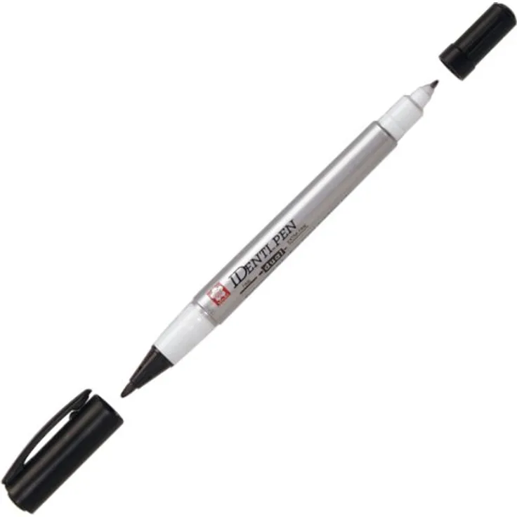 Sakura IDenti-Pen SCHWARZ (#49), Allround-Permanentmarker & Signierstift mit feiner und extrafeiner Spitze, wasserfest und schnelltrocknend, 1 Stück