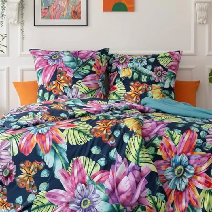 Estella Mako Interlock Jersey Bettwäsche Amarina Indigo 135x200 + 80x80 cm, Kinderbettwäschen Hergestellt aus ägyptischen Langstapelgarnen in Interlock-Jersey Qualität mit Garantie-Reißverschluss – Bild 3