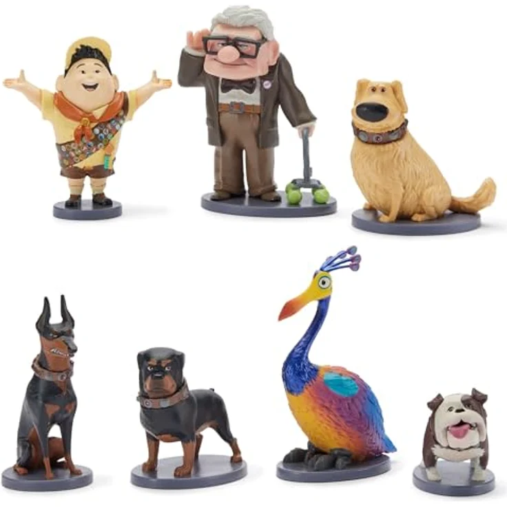 Disney Store Offizielles Oben (Pixar) Figurenset, 7 Spielzeuge mit Carl Fredricksen, Ellie, Russell, Kevin, Dug, Alpha, Beta und Gamma, 3-6 cm groß, ab 3 Jahren geeignet – Bild 2