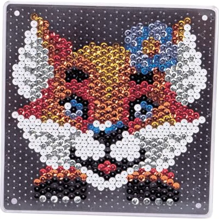 SIMBA Kreativset Art&Fun, Sequin Fuchs, 18x18 cm mit 700 Pailletten und doppelseitiger Vorlage, ab 5 Jahren – Bild 2