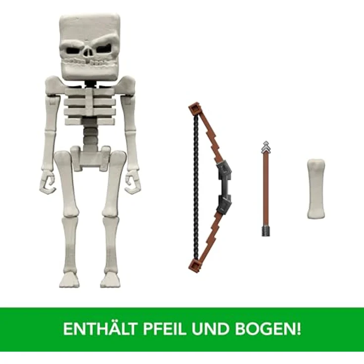 Mattel Minecraft Actionfigur- und Zubehörset, Skelett, 10 cm große bewegliche Sammelfigur mit Pfeil und Bogen, inspiriert von Ein Minecraft Film, Mehrfarbig – Bild 4