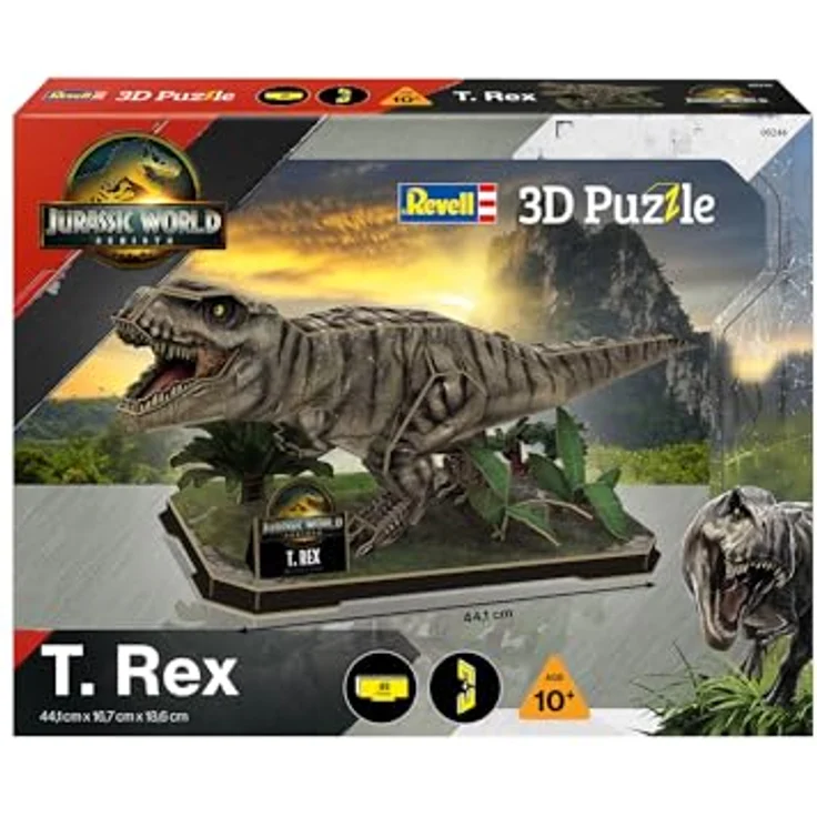 Revell Jurassic World Rebirth-T.Rex, 3D-Puzzle mit Dioramaplatte für Dinosaurier-Fans – Bild 2
