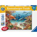 Ravensburger Kinderpuzzle 13411 - Meerestiere am Korallenriff - Wieso? Weshalb? Warum? Puzzle 150 Teile XXL + Wissensposter, für Kinder ab 7 Jahren