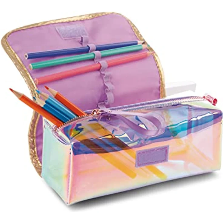 NICI Mäppchen zum Rollen Cosy Winter, 19x7x7cm, plüschig, grüne Winterlandschaft mit 3D Schneeflocke – Bild 4