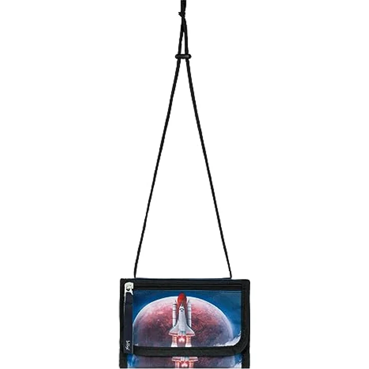 Baagl Brustbeutel Kinder Geldbörse für Jungen - Space Shuttle, strapazierfähiges Polyester, inkl. Kordel, Münzfach mit Reißverschluss, 14,5 x 8,5 cm – Bild 3