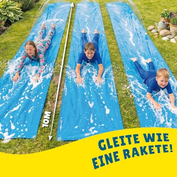 OriginalCup® Dreifache riesige Wasserrutschmatte XXXXXL, 30 Meter Slip’n Slide, wetterbeständig, robust, für Kinder und Erwachsene, für unvergesslichen Wasserspaß im Freien – Bild 4