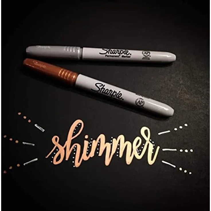 Sharpie Permanentmarker Metallic, 3er Set in Rubin, Smaragd und Saphir, wasserfeste Tinte, 1,4mm Rundspitze – Bild 6