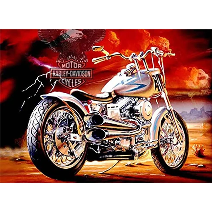 Diamond Painting Set, Bild mit Motiv Motorrad und Zubehör, Größe ca. 35 x 25 cm, Bastelset zum Malen mit Glitzersteinchen für Kinder ab 5 Jahren