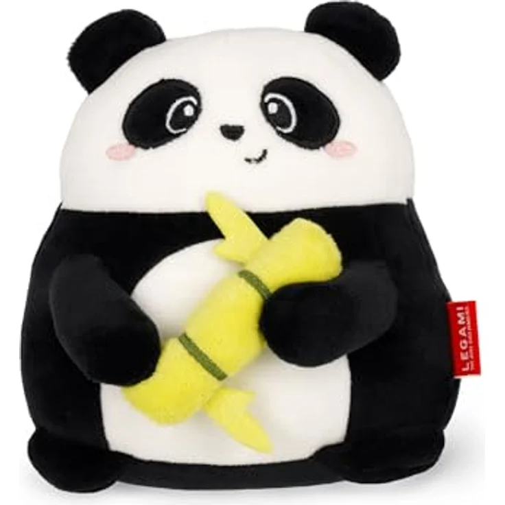 Legami Super Soft Plush Mini Panda, personalisierbar mit ID Karte, 14x15x12 cm, Schwarz – Bild 1