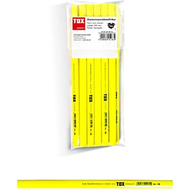 TOX-DÜBEL-TECHNIK Zimmermanns-Bleistifte, 12er Set in Neonfarben (Neongelb, Neongrün, Neonorange) – Bild 1