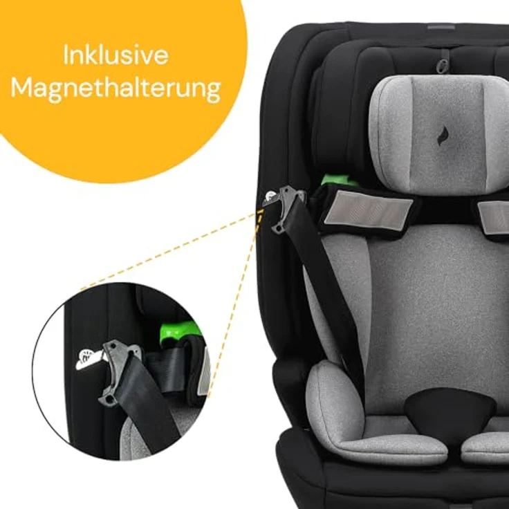 Osann Autokindersitz Flux Isofix i-Size, Sicherer Kinderautositz mit Protektoren und Magnethalterung, schwarz – Bild 5