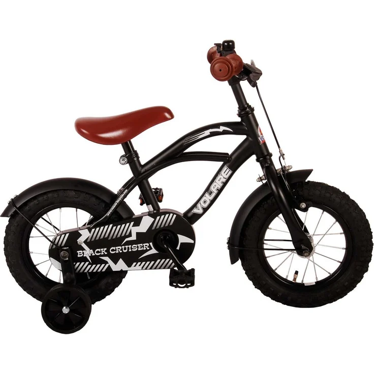 Volare Kinderfahrrad 12 Zoll Kinder Jungen Fahrrad Rad Cruiser Schwarz 21201, 1 Gang, Stützräder