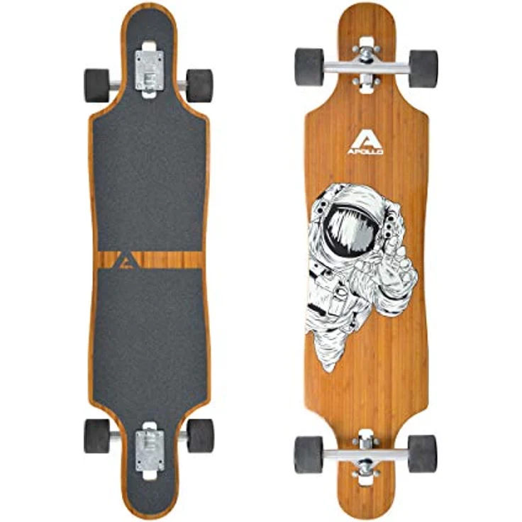 Apollo Longboard, Komplettboard mit Deck aus Bambus & Fiberglas, High-End Board mit ABEC 9 Kugellager, Flex 2 Longboards für Jugendliche und Erwachsene, Profi-Cruiser – Bild 1
