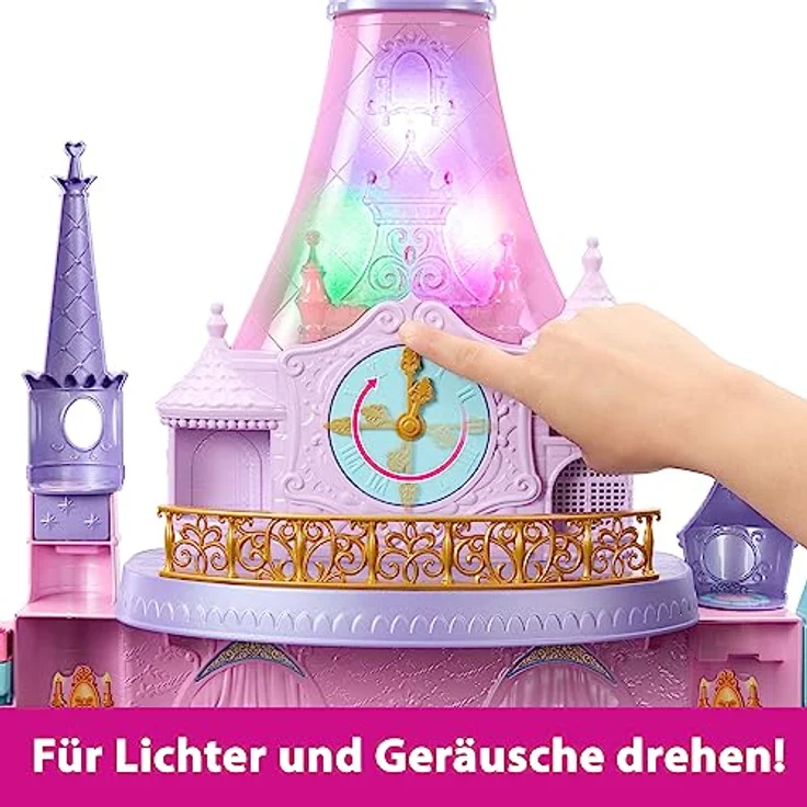 DISNEY Princess - Magisches Abenteuerschloss -Puppenhaus, 10 Spielbereiche, magische Licht- und Geräuscheffekte, fliegender Teppich, 28 Einrichtungsgegenstände, für Kinder ab 3 Jahren, HLW29 – Bild 2