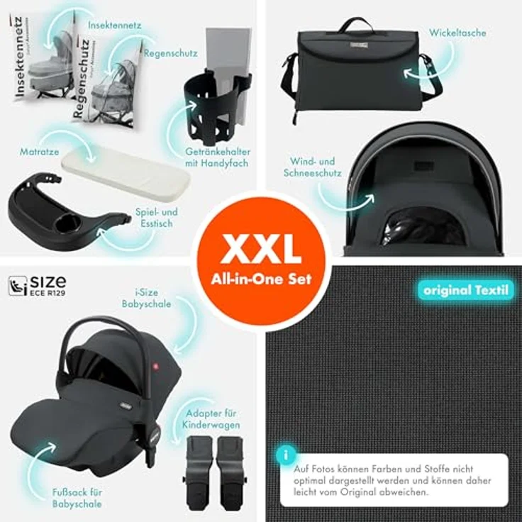 Daliya® FLEXI-PRO M 3-in-1 Kombikinderwagen & Buggy mit i-Size Babyschale, leichter Rahmen, Memory-Knöpfe, großer Einkaufskorb – Bild 3