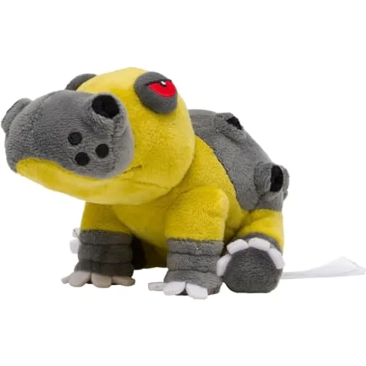 Tinisu Pokemon Hippoterus Kuscheltier, 16 cm Plüschtier Hippowdon mit Mikroperlen zum Sitzen, handgefertigt