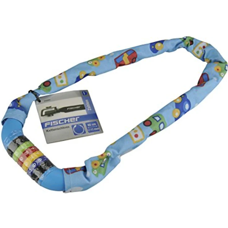 FISCHER 85895 Kinder Kettenschloss Zahlen Boys, Länge: 65 cm, Blau - Autos – Bild 2