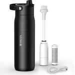 BRITA LARQ iQ Digitale Filter Trinkflasche schwarz (680 ml) mit Hydration Tracking, Aktivkohle Wasserfilter & UV-C-Technologie – neutralisiert 99,99% Bakterien, spülmaschinengeeignet, isoliert bis zu 24h kalt
