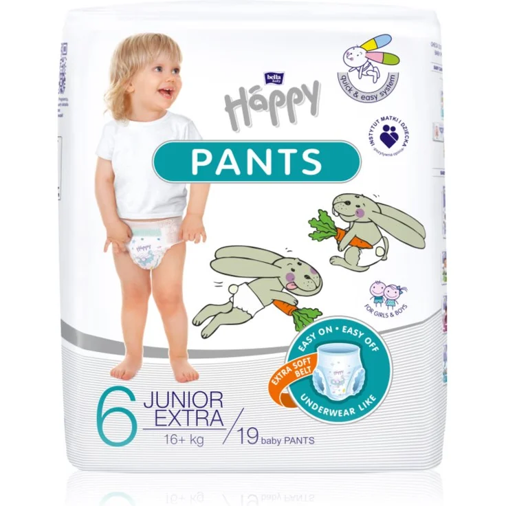 Bella Baby Happy Pants Size 6 Junior Extra, Einweg-Windelhöschen für Kinder, 16kg+, 19 St., atmungsaktiv und schnelles An- und Ausziehen