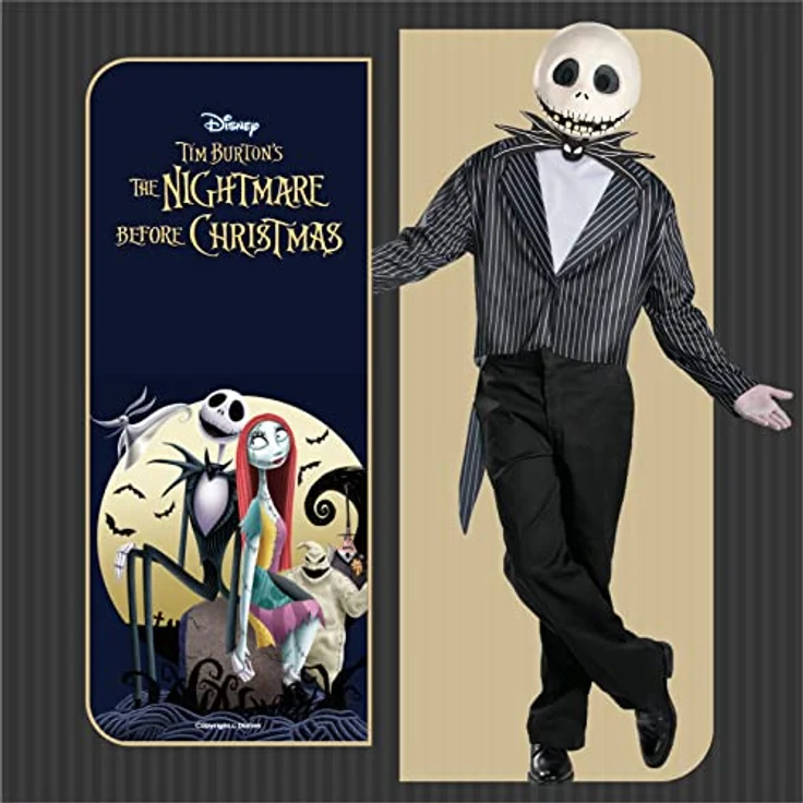 Disguise Offizielles Classic Jack Skellington Kostüm, Halloween Kostüme für Erwachsene, Fliege in Fledermausform, Größe L – Bild 2