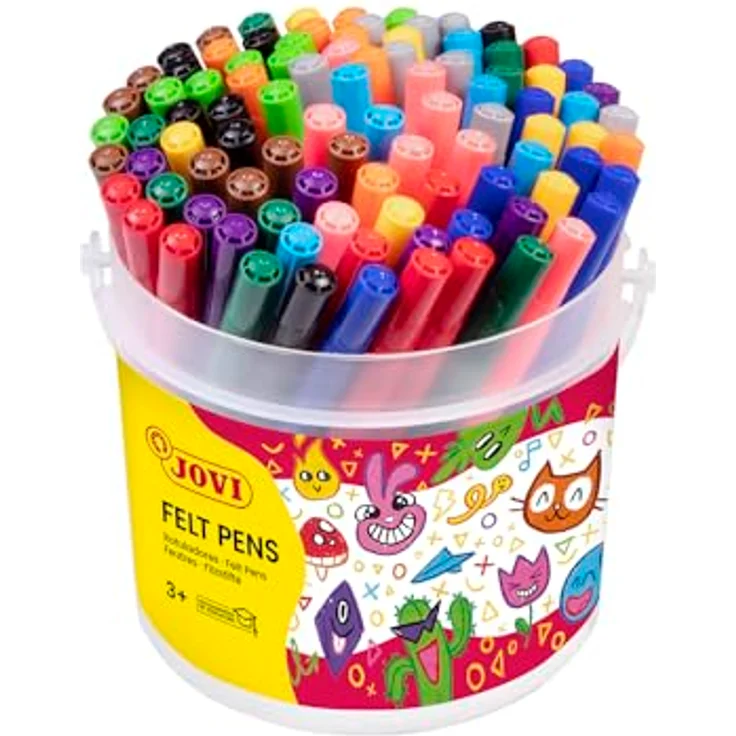 Jovi Filzstift Marker-Set MAXI 96 Stück, Bunte Filzstifte mit 3 mm Spitze, ergonomisch (96 Stück) – Bild 2
