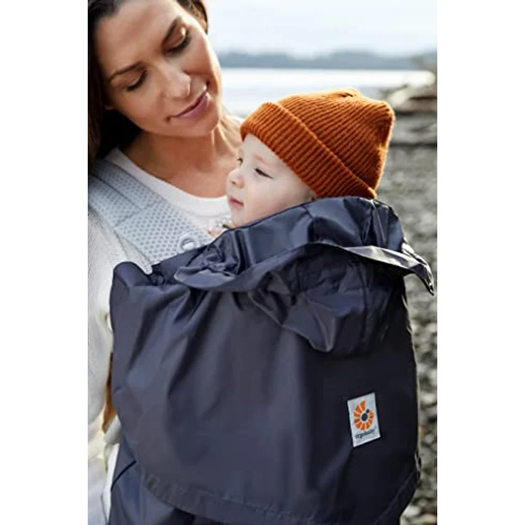 Ergobaby Windcover und Regencover, Windschutz und Regenschutz für alle Ergobaby Babytragen, wasserabweisende Hülle, Charcoal – Bild 4