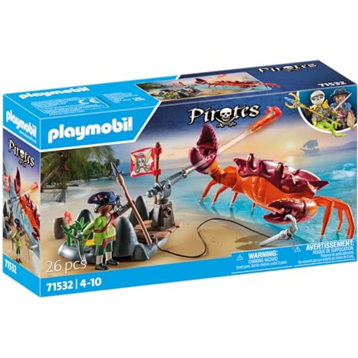 PLAYMOBIL Pirates 71532 Kampf gegen die Riesenkrabbe, epische Seeschlacht, inklusive Kanone, Haken-Geschoss und Säbel, detailreiches Piraten-Spielzeug für Kinder ab 4 Jahren – Bild 2