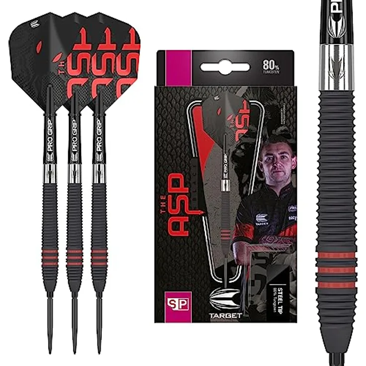 Target Darts Nathan Aspinall Die Asp Schwarz 22G 80% Wolfram Schweizer Punkt Stahlspitze Darts Set