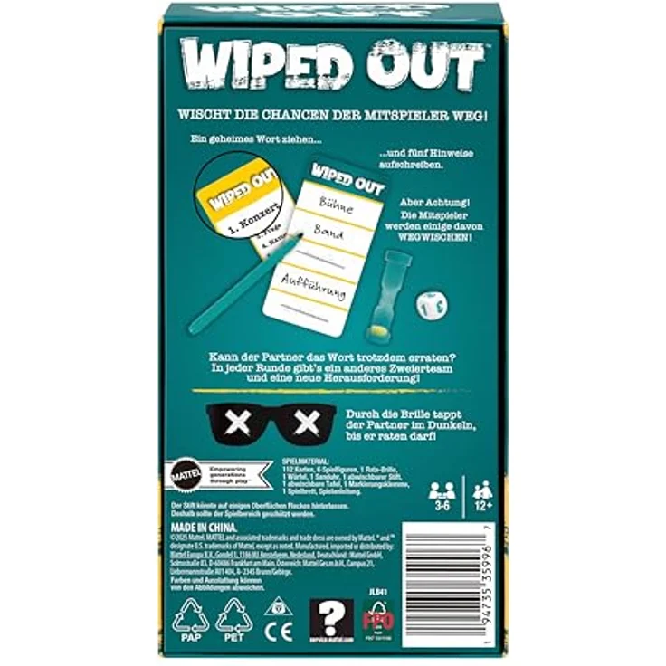 Mattel Wiped Out Partyspiel, Ratespiel mit 30 Sekunden Zeitlimit und interaktiven Hinweismöglichkeiten – Bild 6