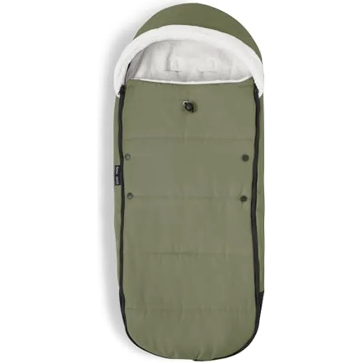 Stokke YOYO Fußsack, Olive - Sherpa-Futter, Fleece-Kapuze mit Kordelzug, doppelte Wattierung - Maschinenwaschbar bei 30°C - Inklusive kleiner Tasche