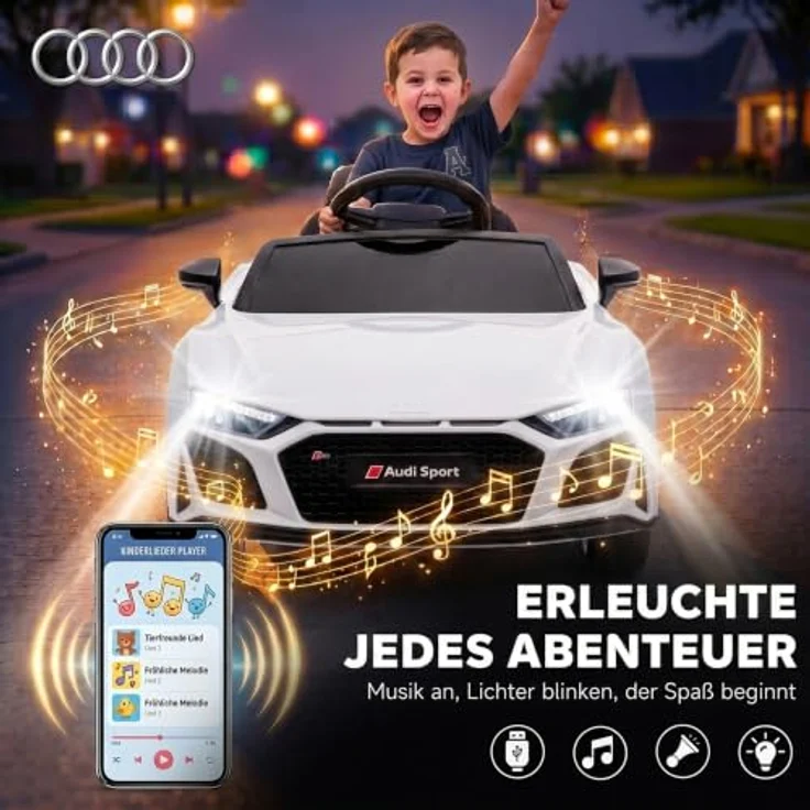 AIYAPLAY Audi R8 Spyder Kinder Elektroauto 12V mit Fernbedienung, Lithium-Akku, Soft-Start-Funktion und Hinterradfederung – Bild 8