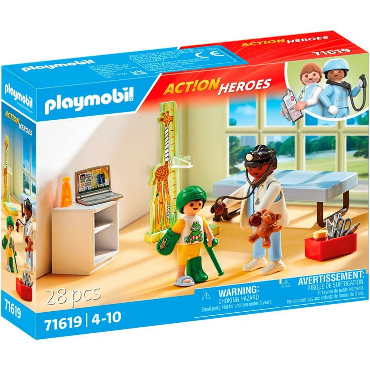 Playmobil® Konstruktions-Spielset Kinderarzt mit Teddybär (71619), Action Heroes, (28 St), Made in Europe – Bild 1