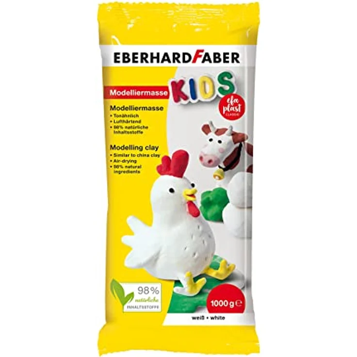 Eberhard Faber 570102 - EFAPlast Kids Modelliermasse in weiß, Inhalt 1 kg, lufthärtend, tonähnlich, kreatives Bastelvergnügen für kleine und große Künstler – Bild 1